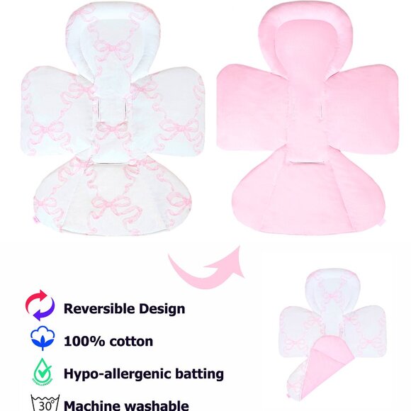 HANDMADE Insert With Cover for MamaRoo 4MOMS swing pink bow with matching balls - Picture 12 of 16